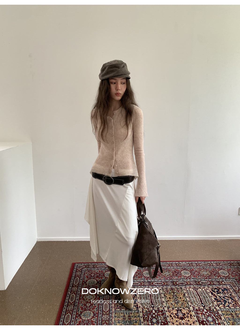 Alpaca Blend Rib Cardigan (2color)