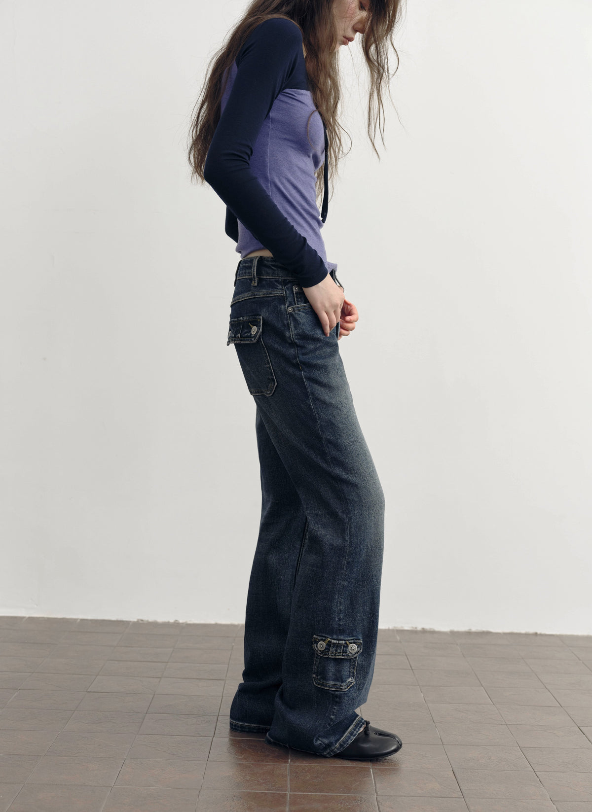 Deep Flare Denim Pants