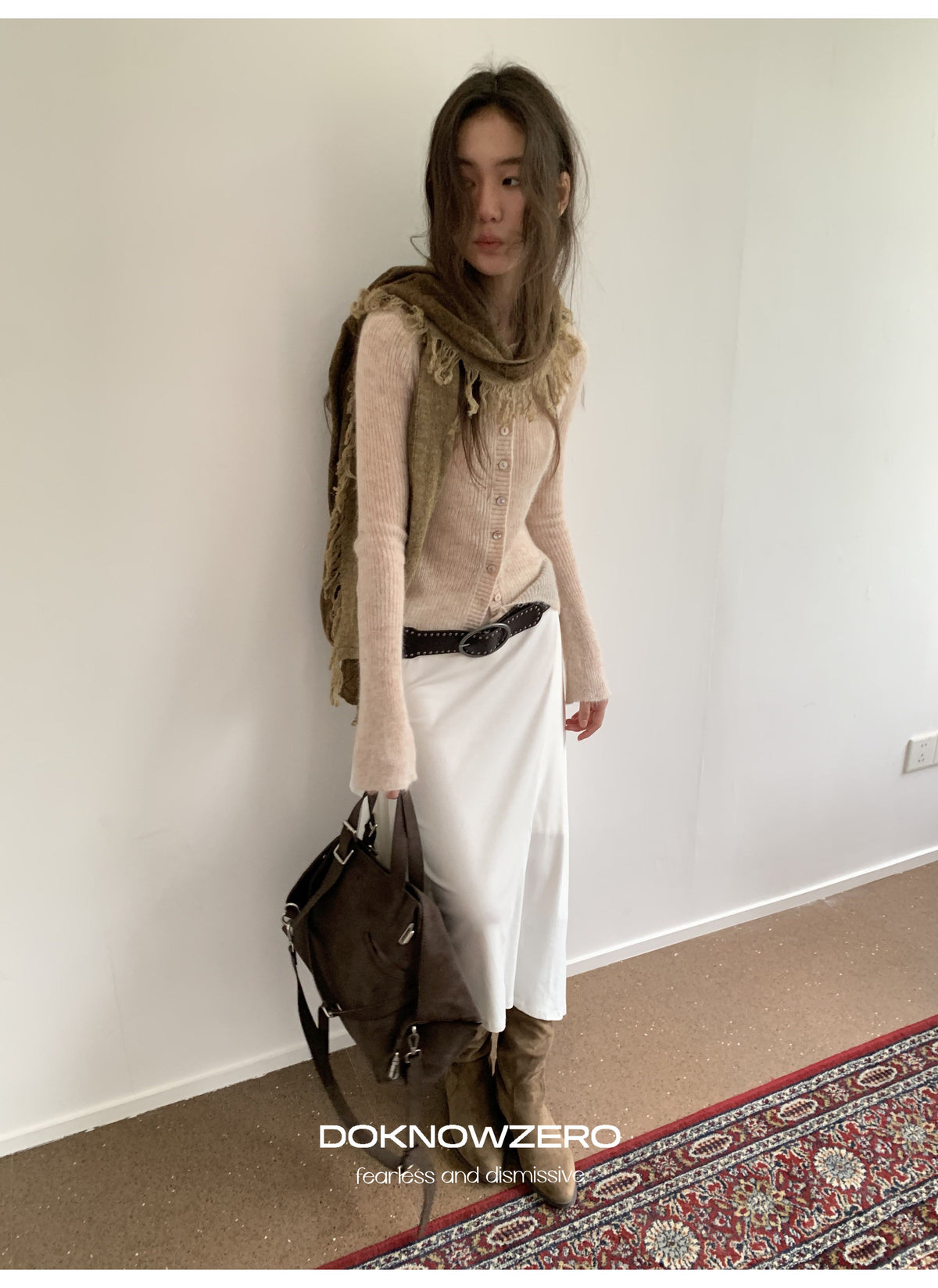 Wool Plush Contrast Scarf (2color)