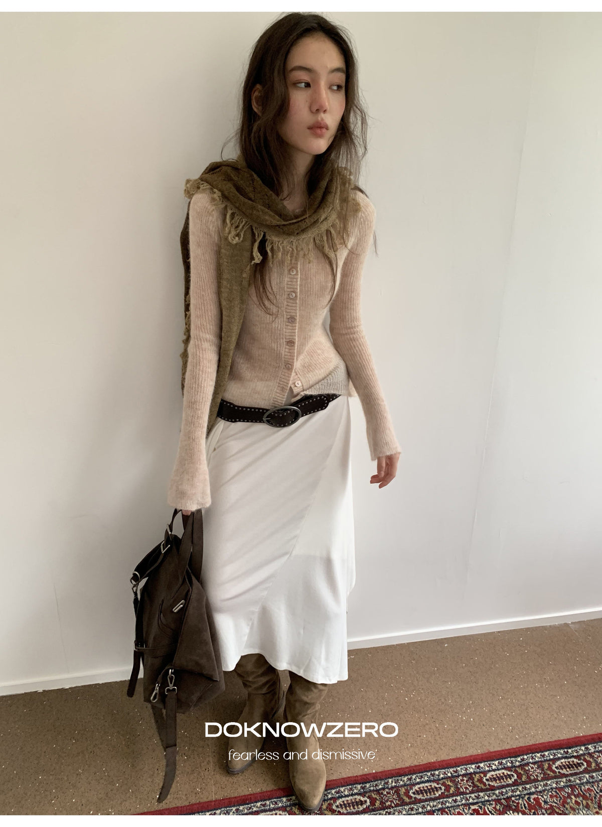 Wool Plush Contrast Scarf (2color)