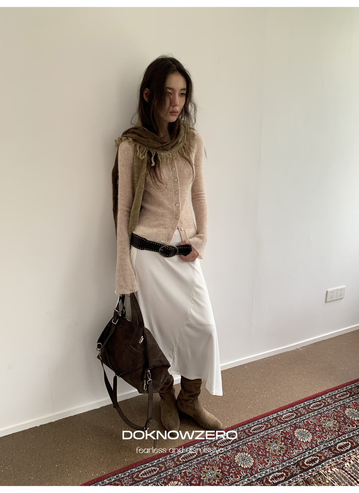 Wool Plush Contrast Scarf (2color)