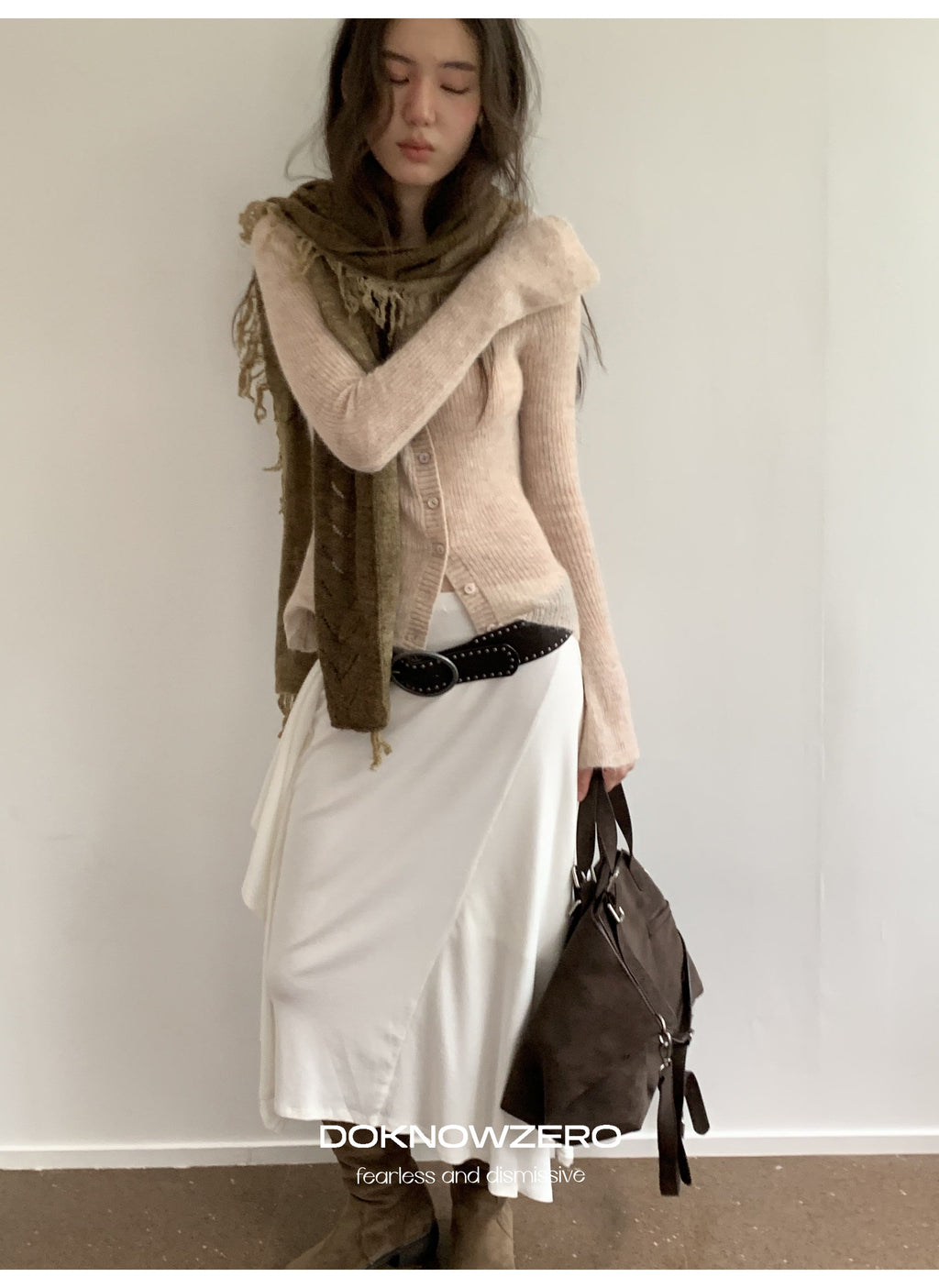 Wool Plush Contrast Scarf (2color)