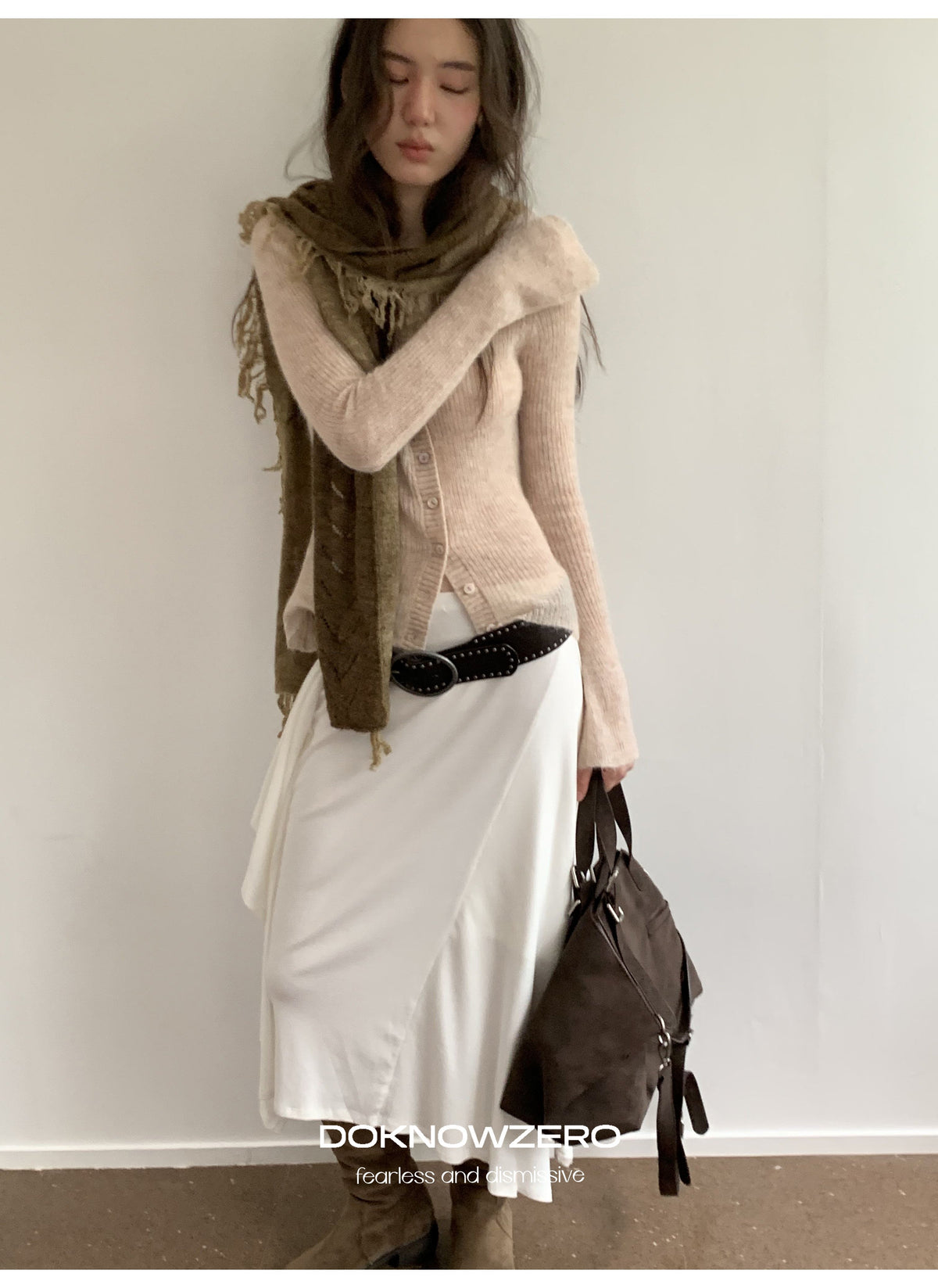 Wool Plush Contrast Scarf (2color)