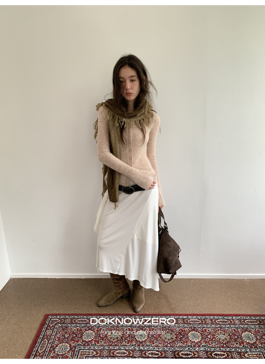 Wool Plush Contrast Scarf (2color)