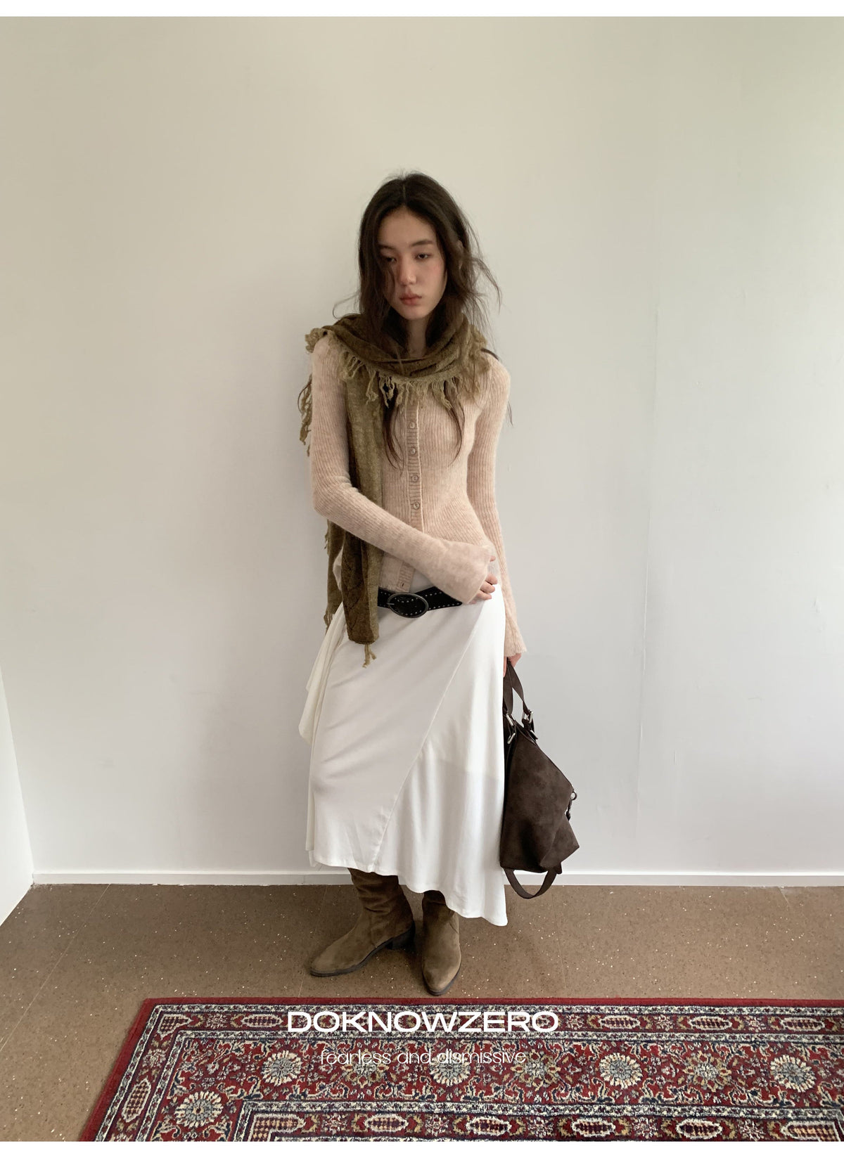 Wool Plush Contrast Scarf (2color)
