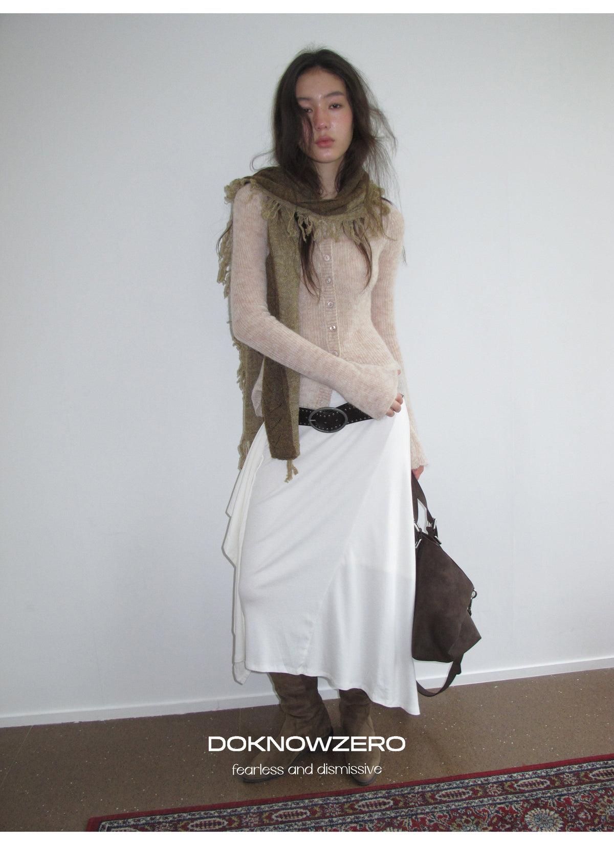 Wool Plush Contrast Scarf (2color)