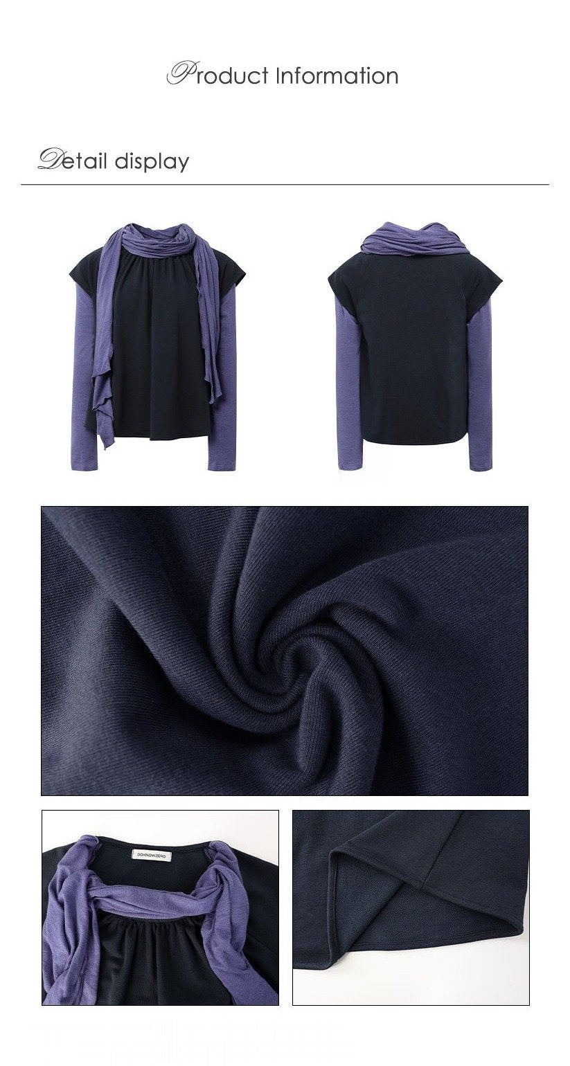 Scarf Layered Sleeve Top