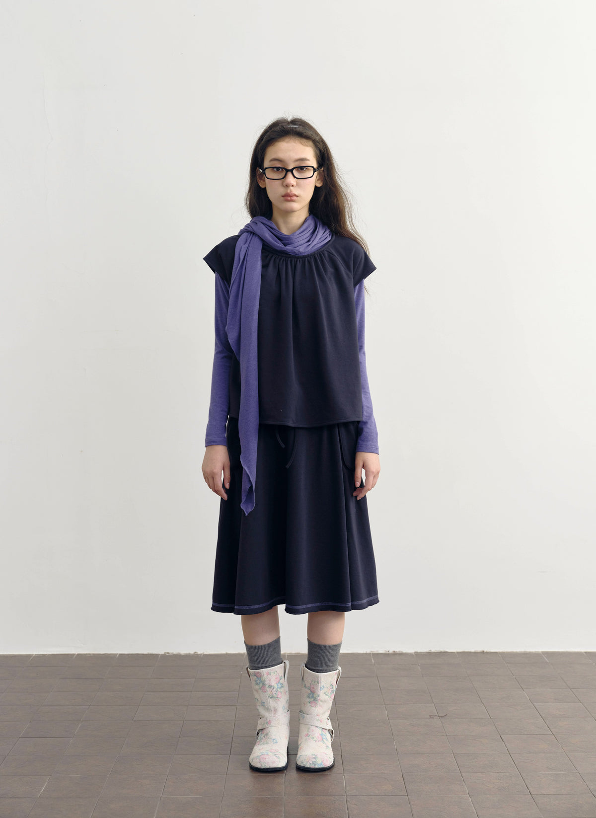 Scarf Layered Sleeve Top