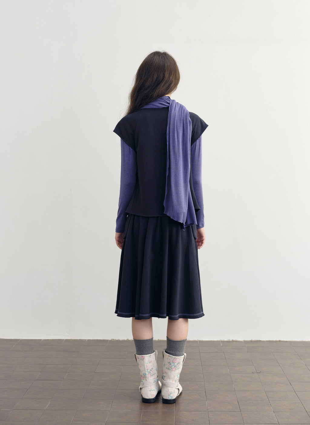 Scarf Layered Sleeve Top