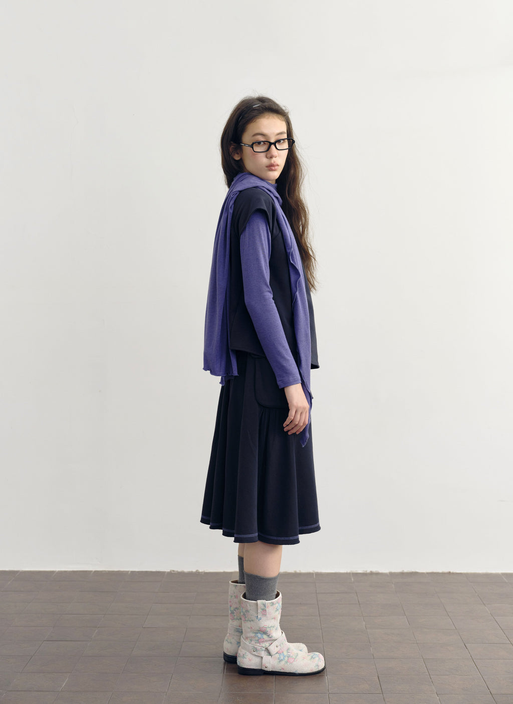 Scarf Layered Sleeve Top