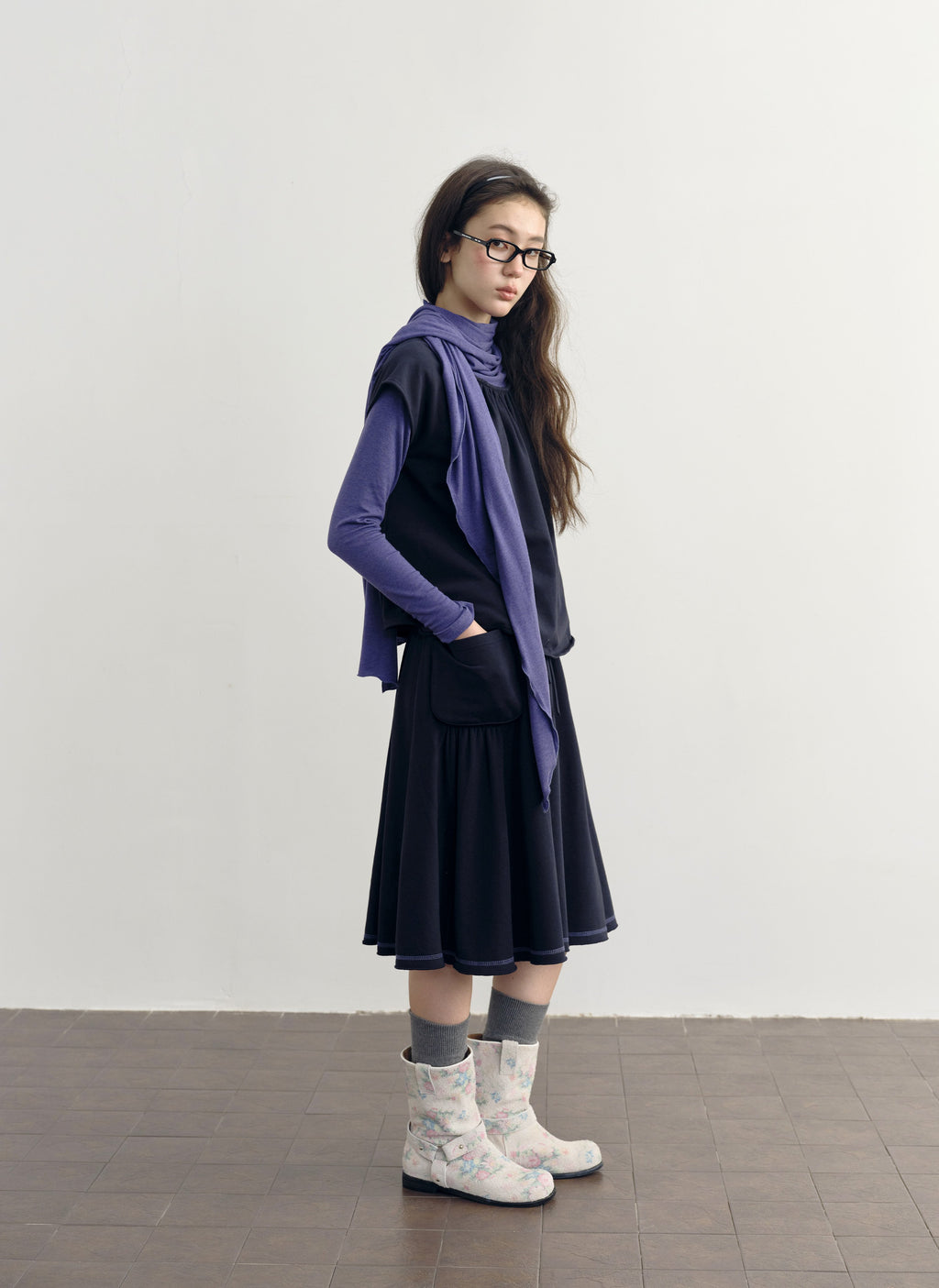 Scarf Layered Sleeve Top