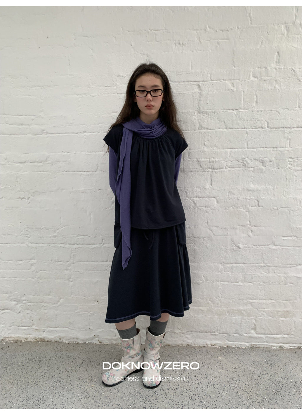 Scarf Layered Sleeve Top