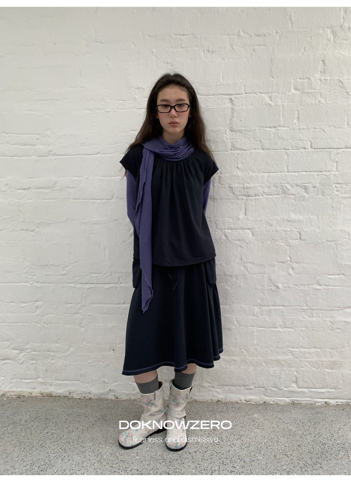 Scarf Layered Sleeve Top