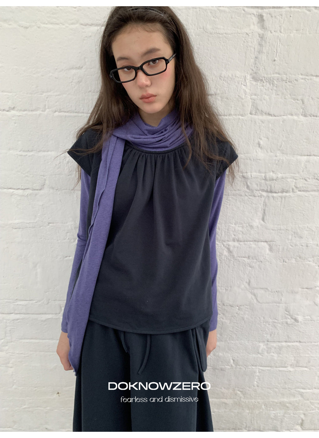 Scarf Layered Sleeve Top