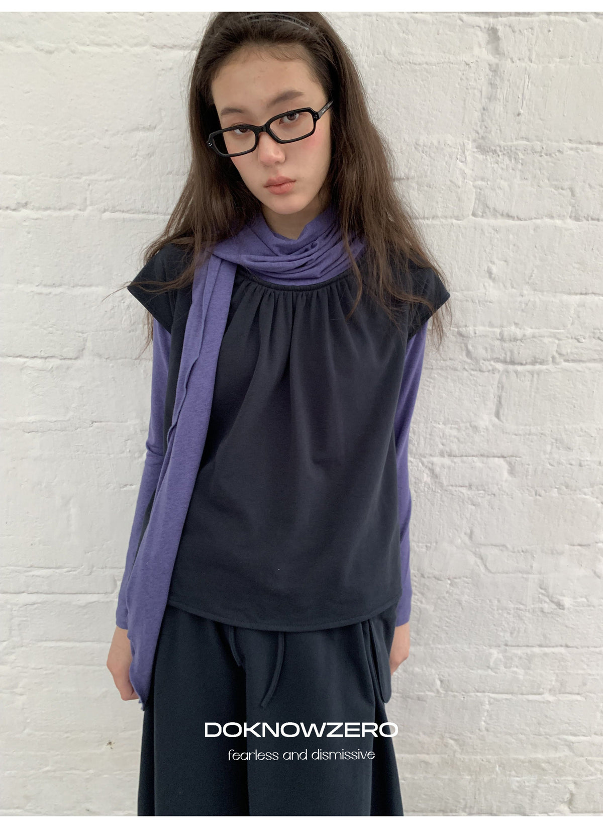 Scarf Layered Sleeve Top