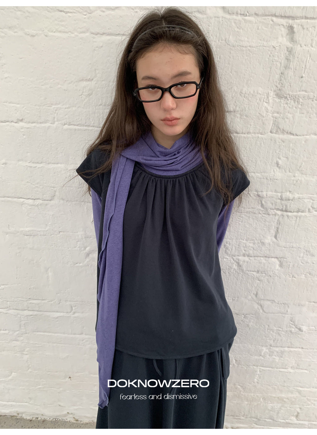 Scarf Layered Sleeve Top