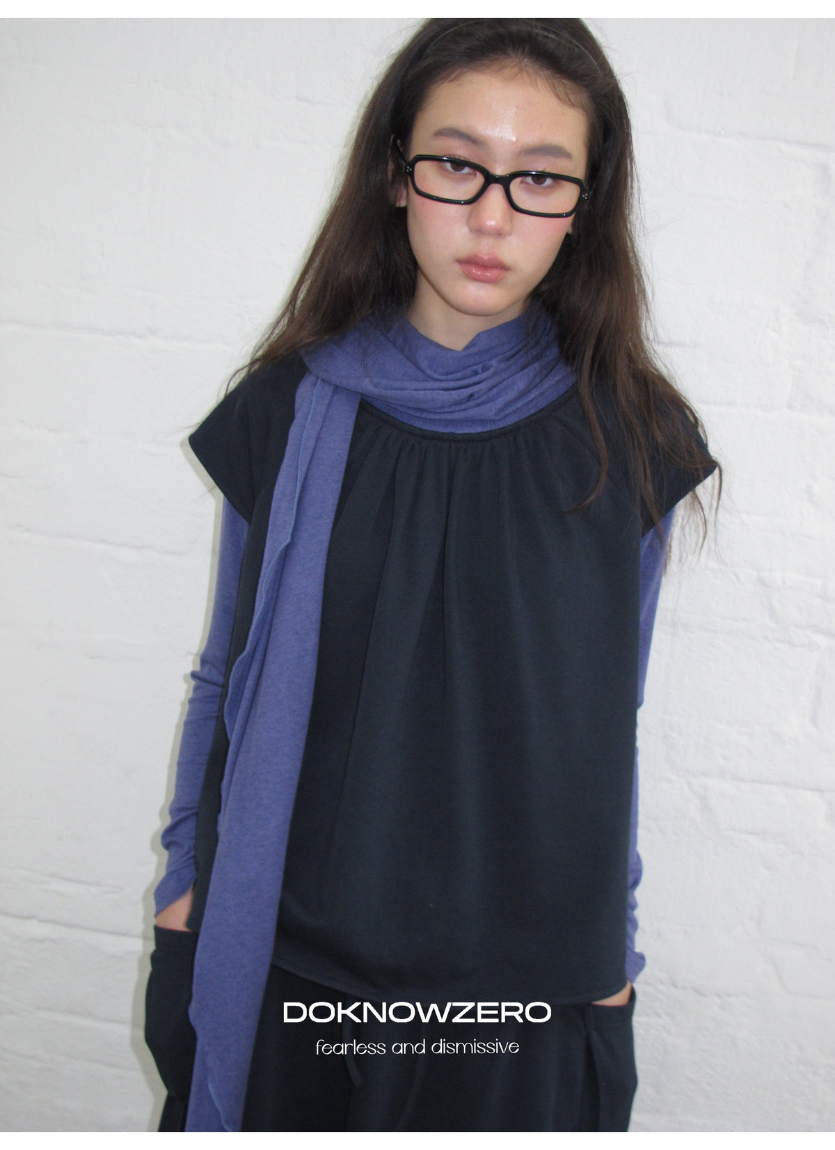 Scarf Layered Sleeve Top