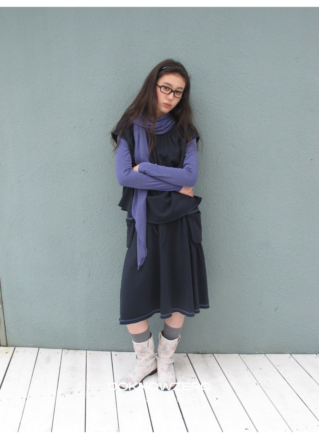 Scarf Layered Sleeve Top