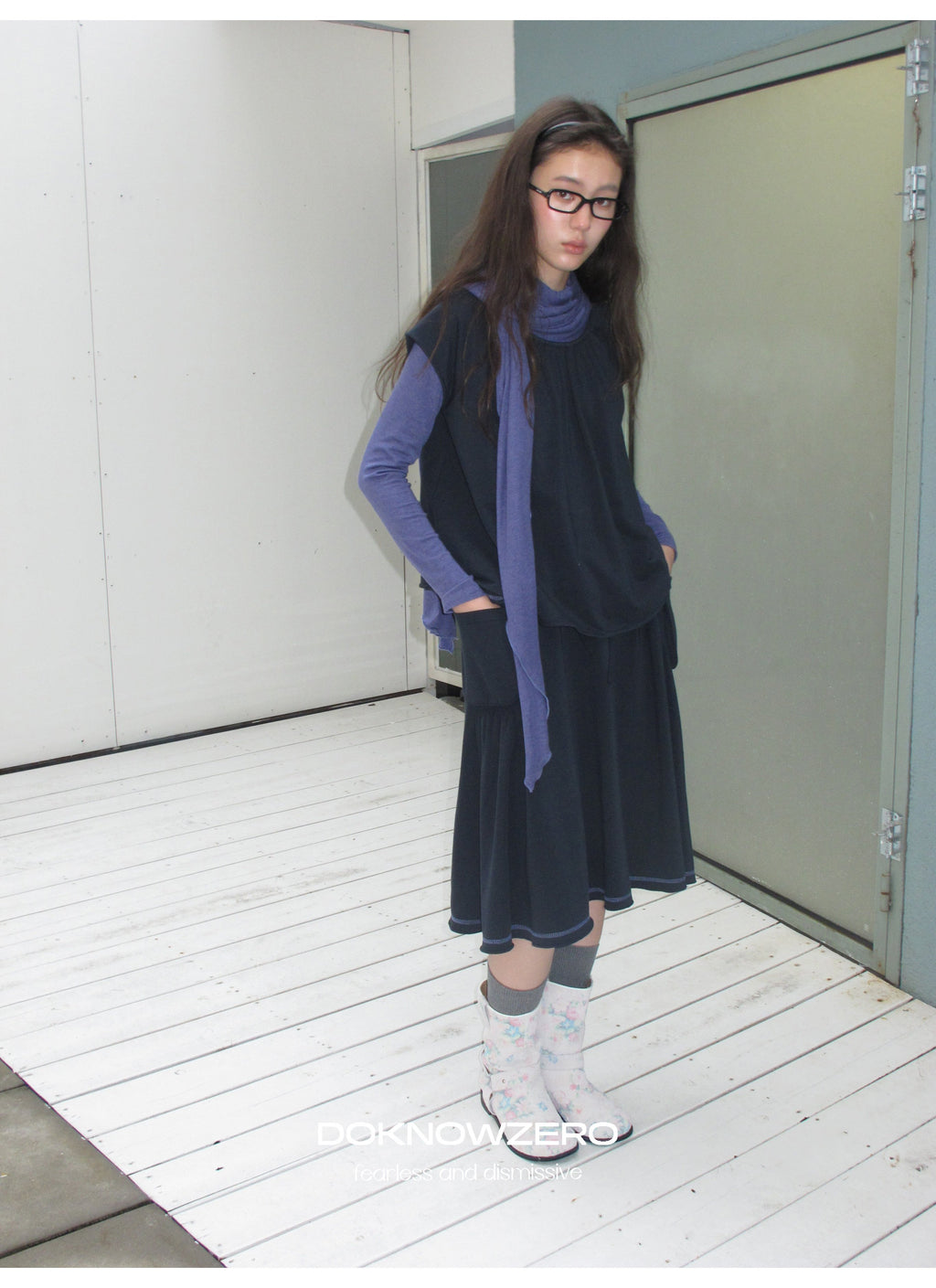 Scarf Layered Sleeve Top