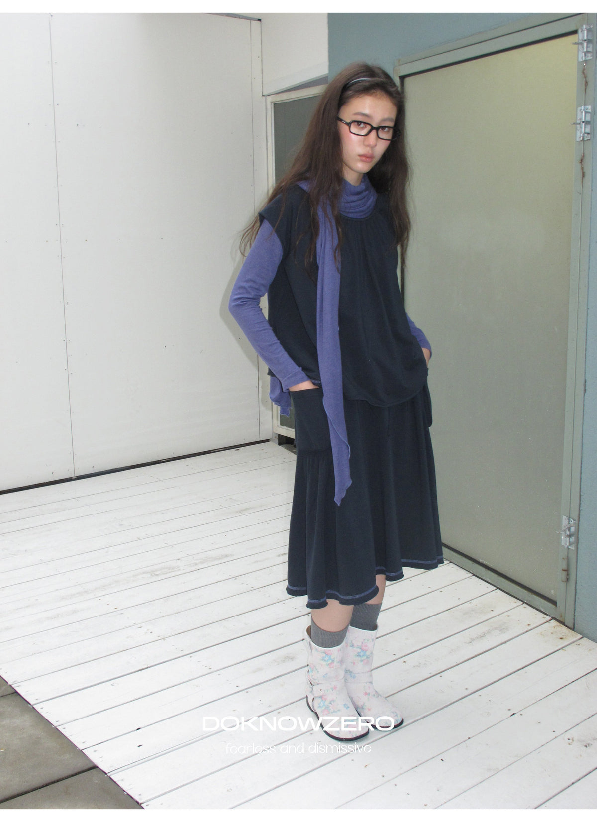 Scarf Layered Sleeve Top