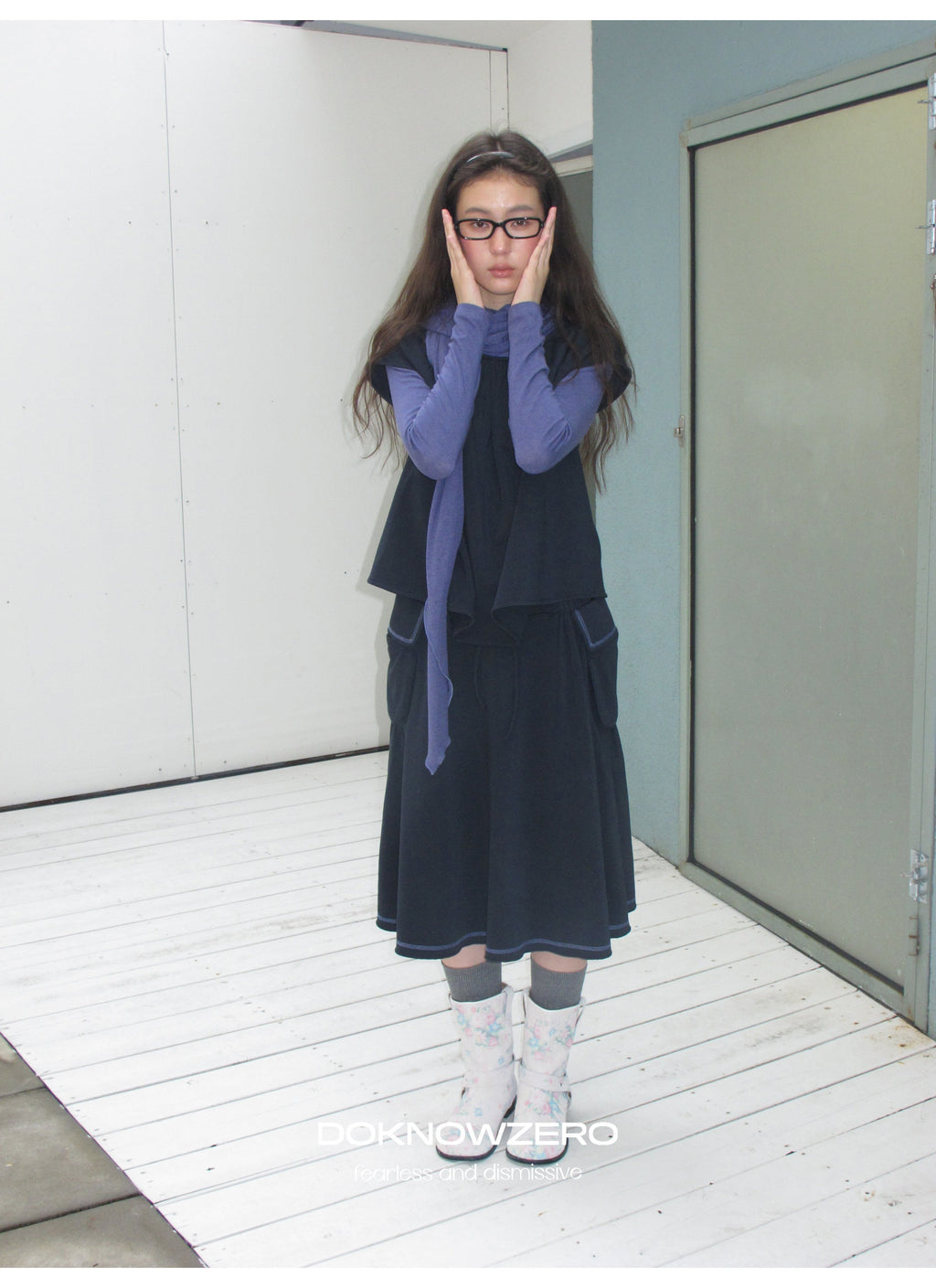 Scarf Layered Sleeve Top