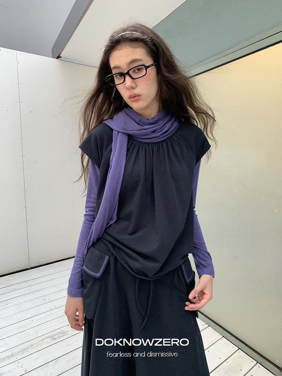 Scarf Layered Sleeve Top