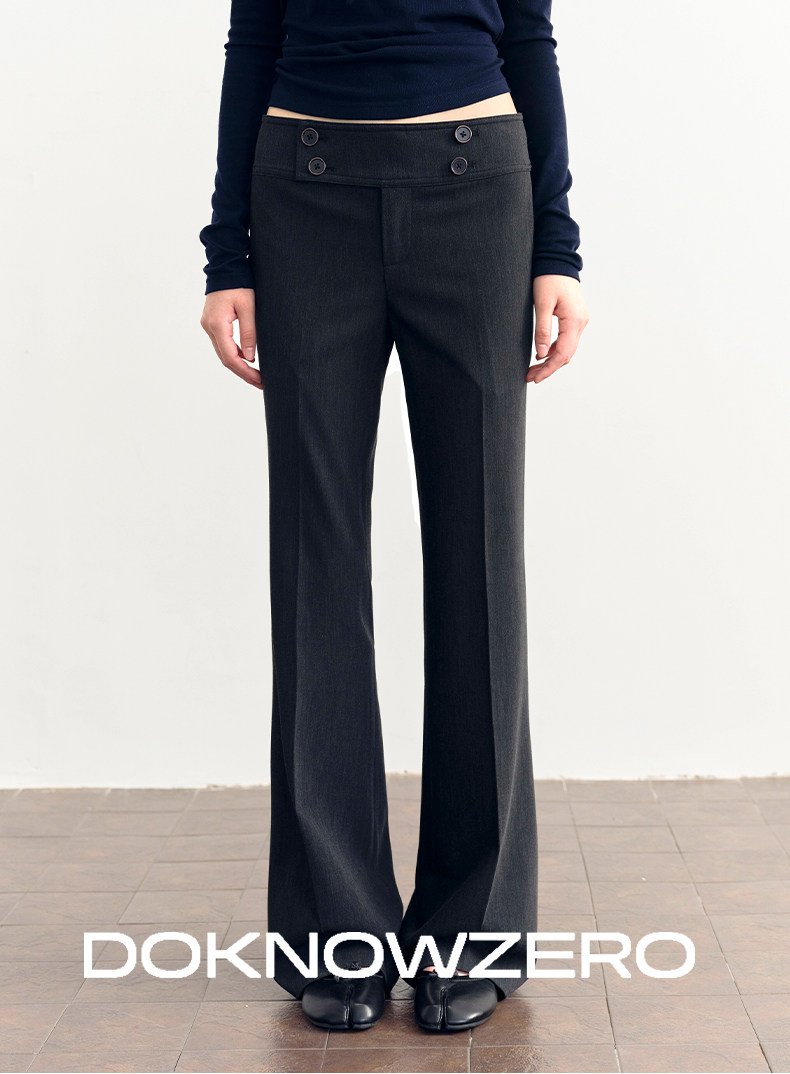 Low Waist Button Flare Pants