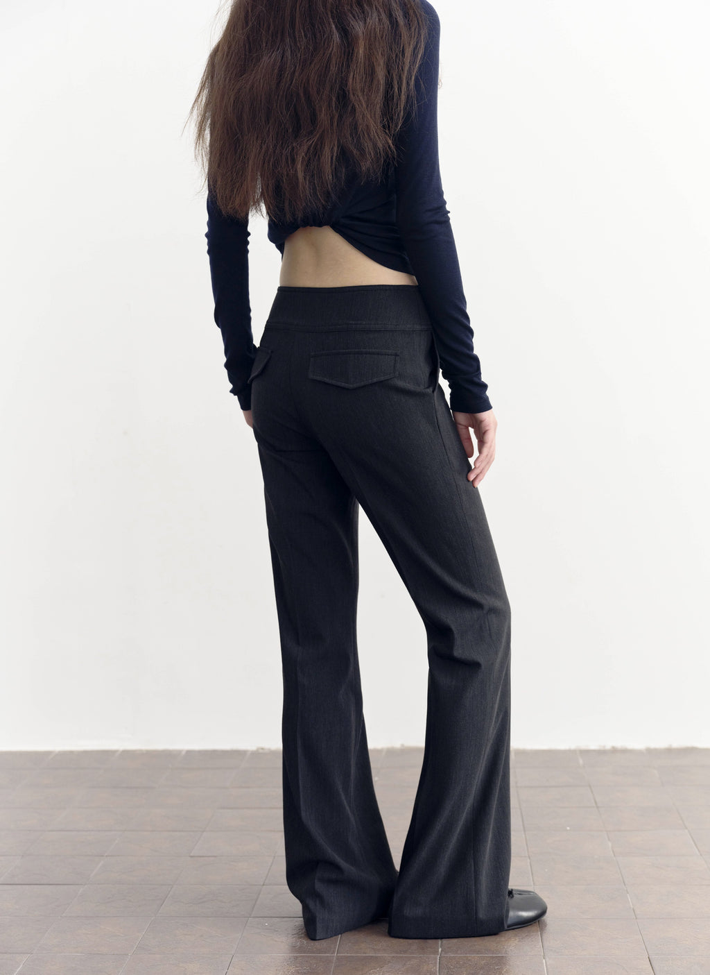 Low Waist Button Flare Pants