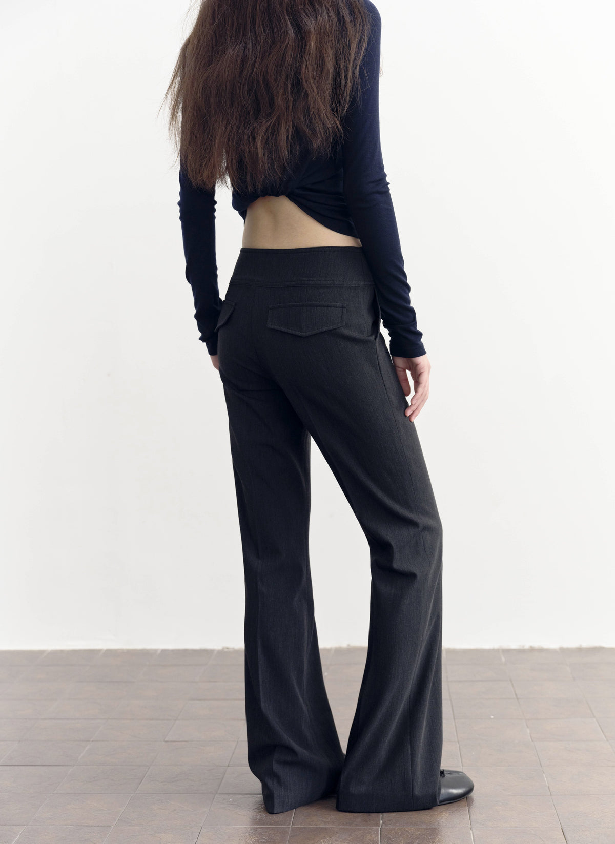 Low Waist Button Flare Pants