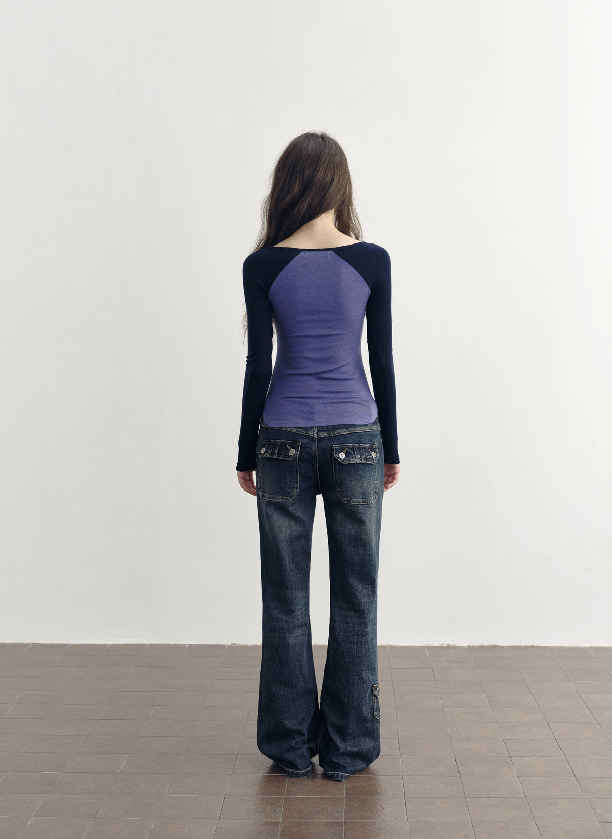 Colorblock Tie Neck Top