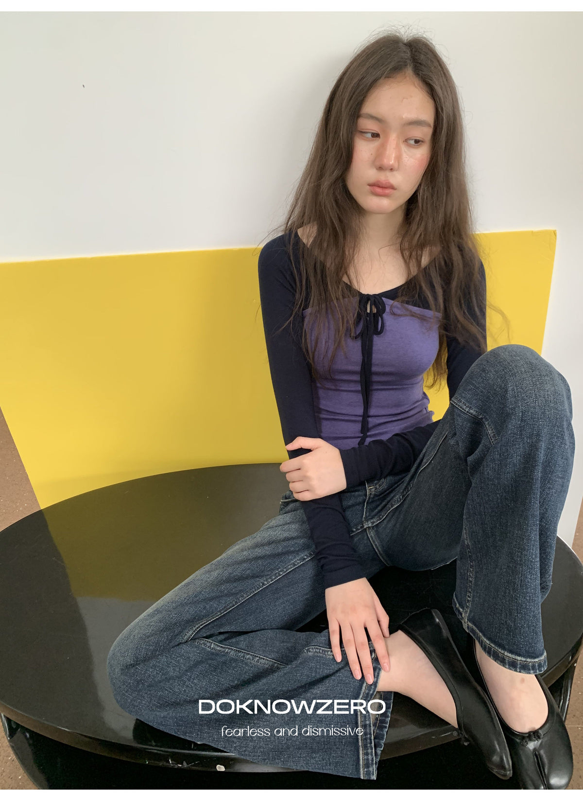 Colorblock Tie Neck Top