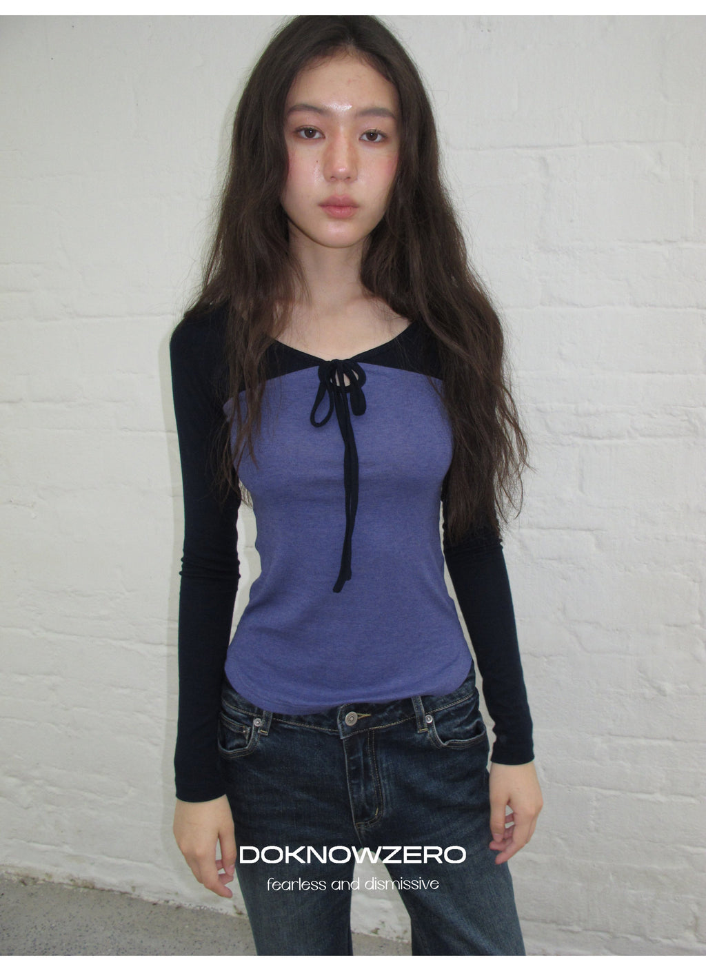Colorblock Tie Neck Top