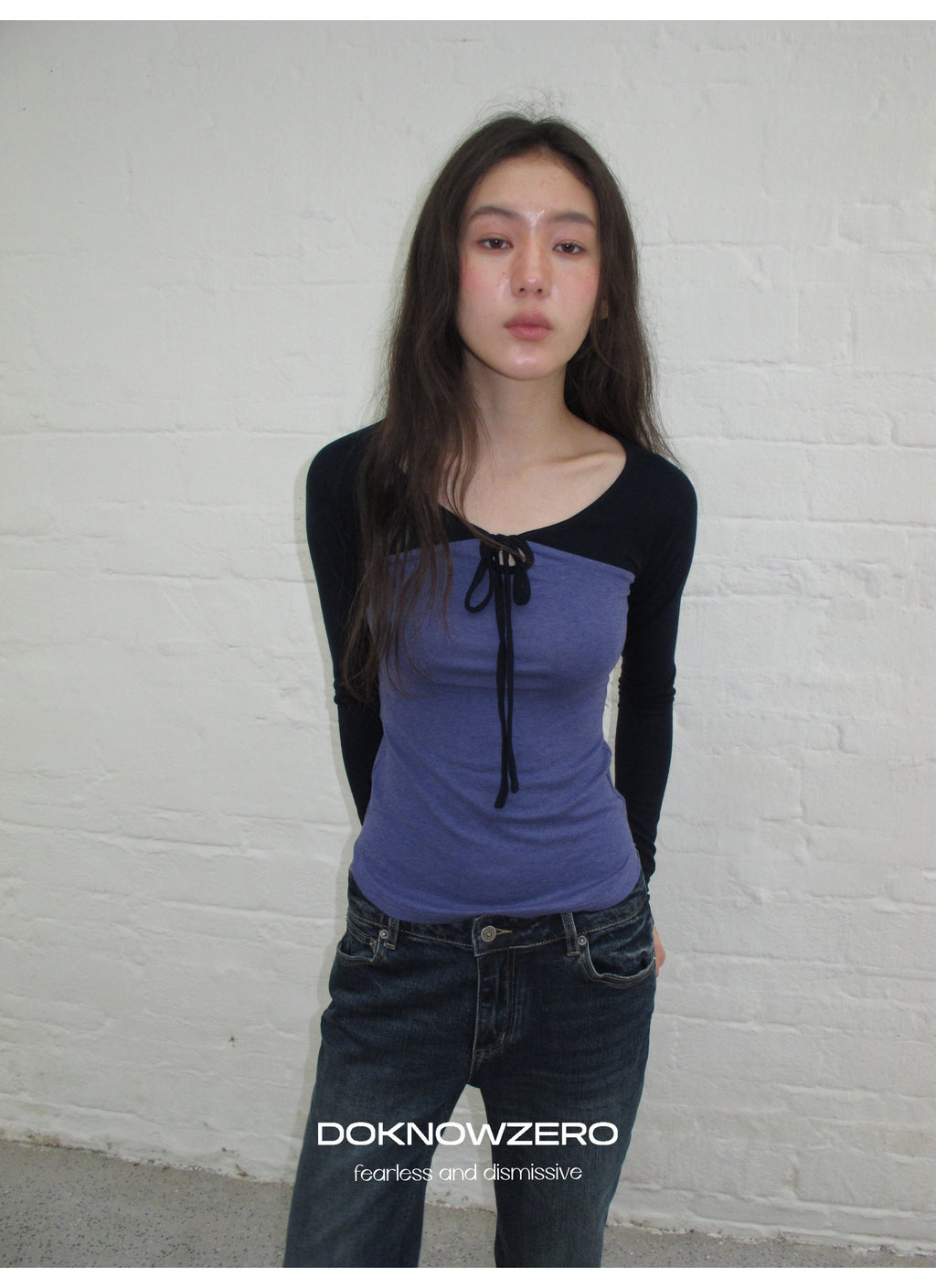 Colorblock Tie Neck Top