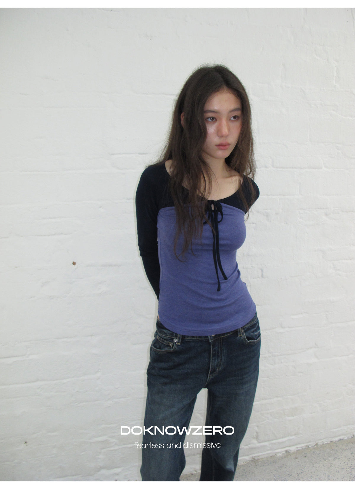 Colorblock Tie Neck Top
