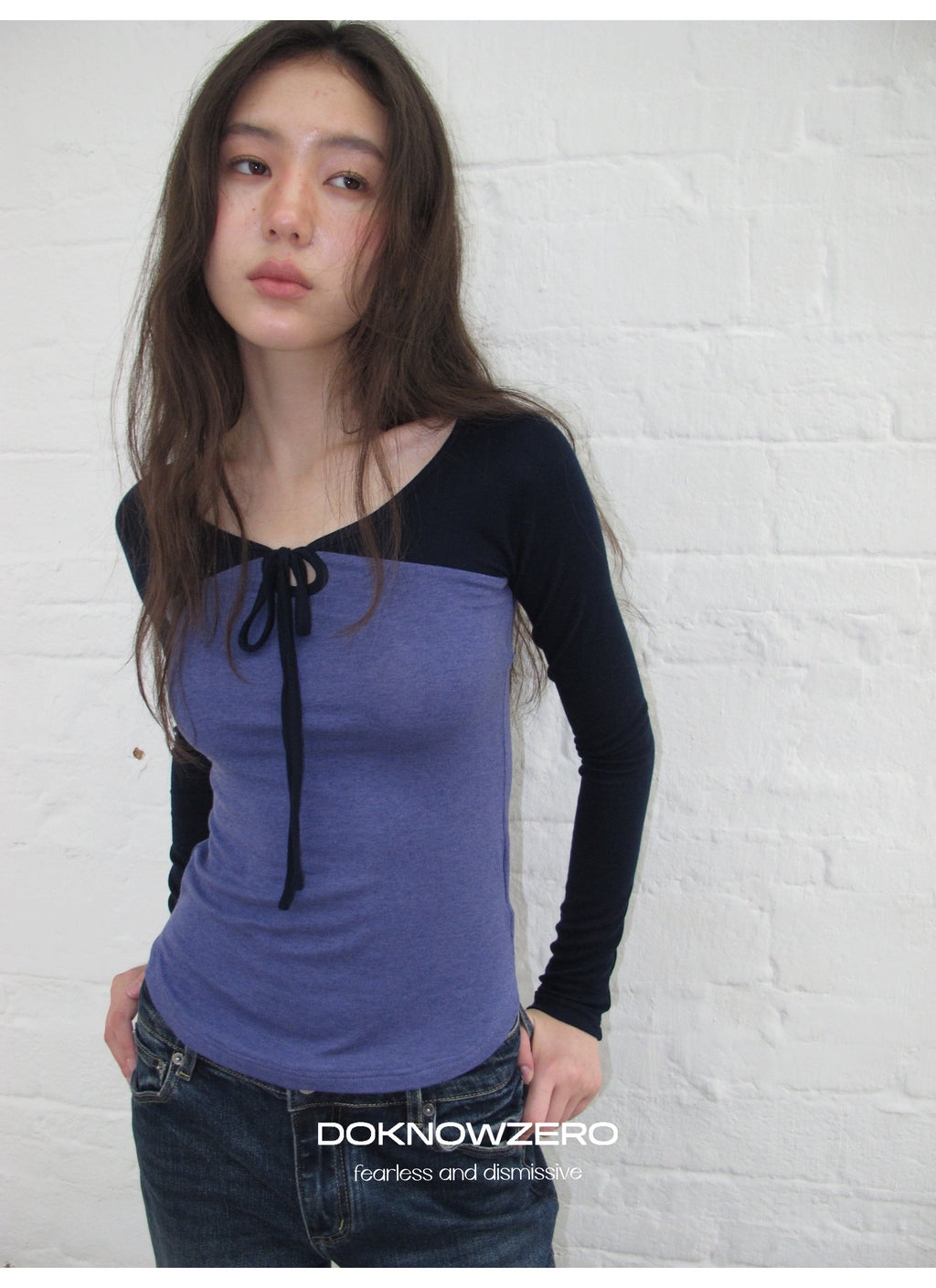 Colorblock Tie Neck Top