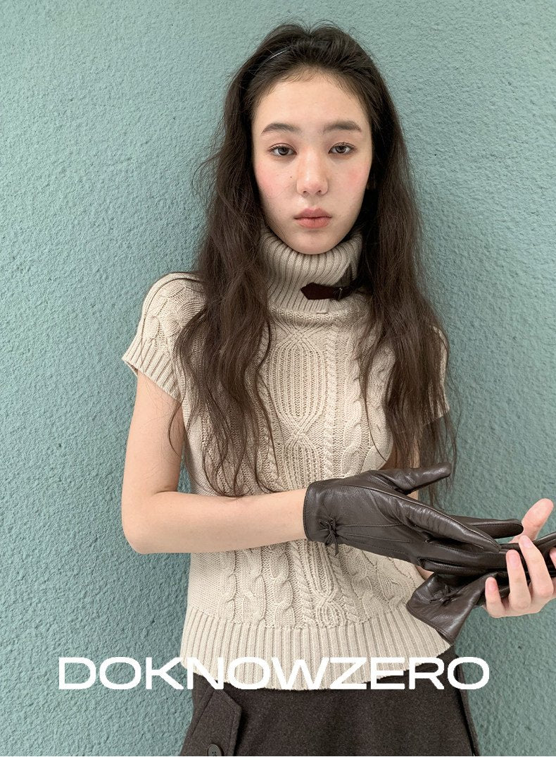 Turtleneck Cable Knit Top