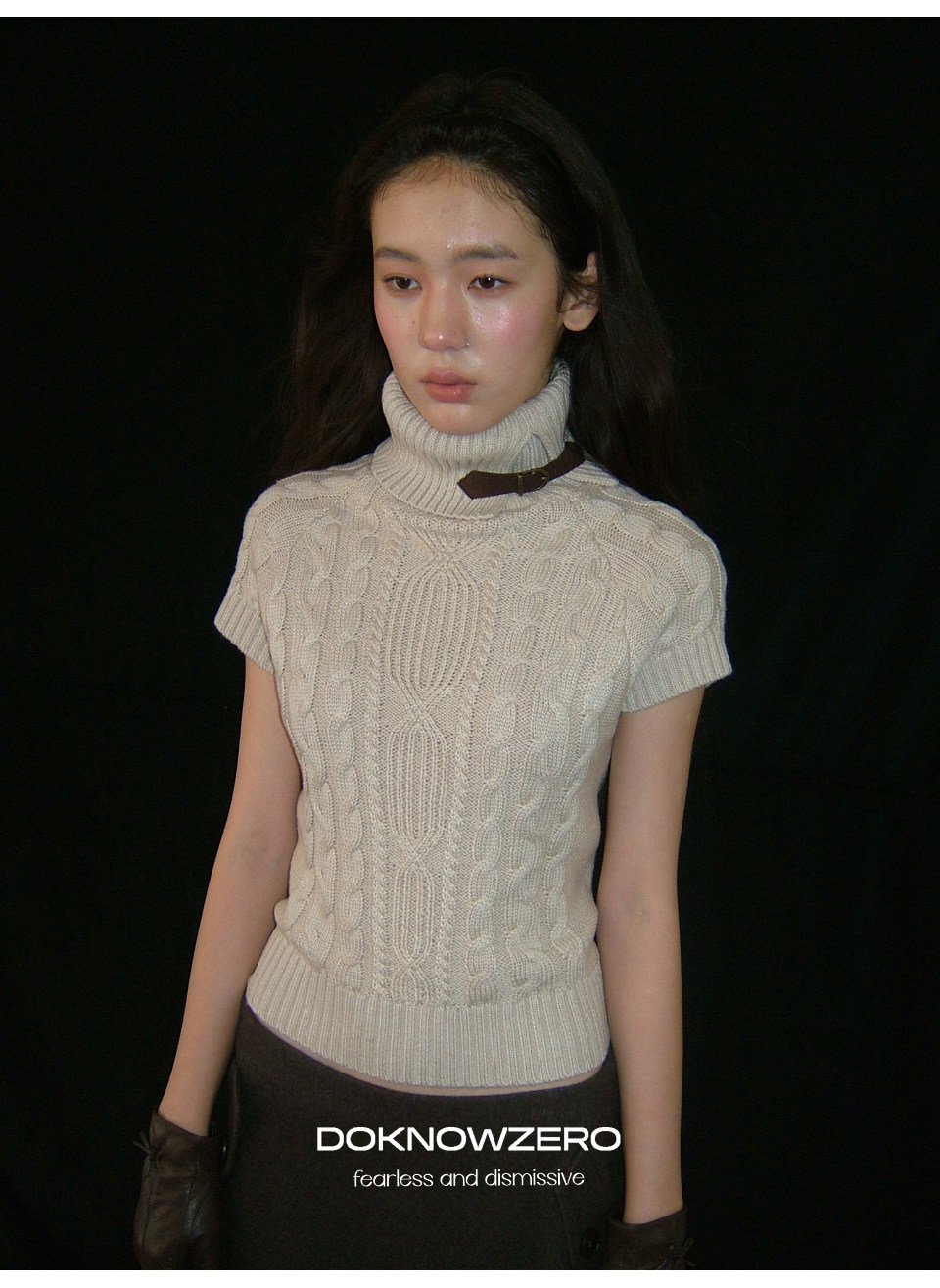Turtleneck Cable Knit Top