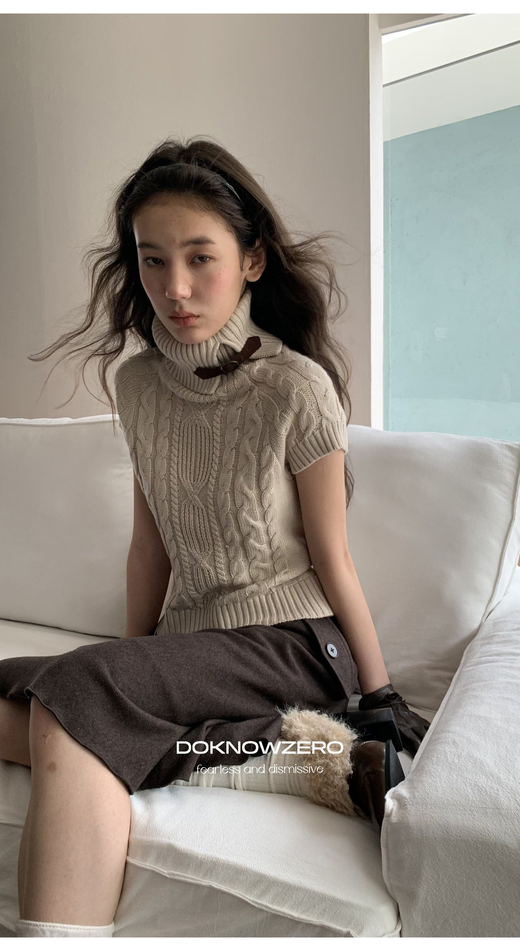 Turtleneck Cable Knit Top