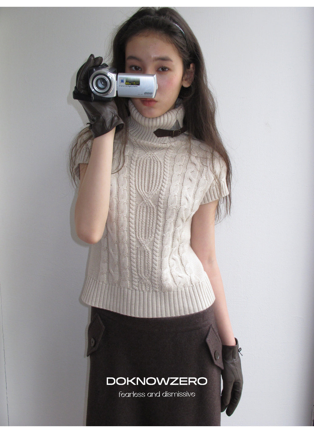 Turtleneck Cable Knit Top