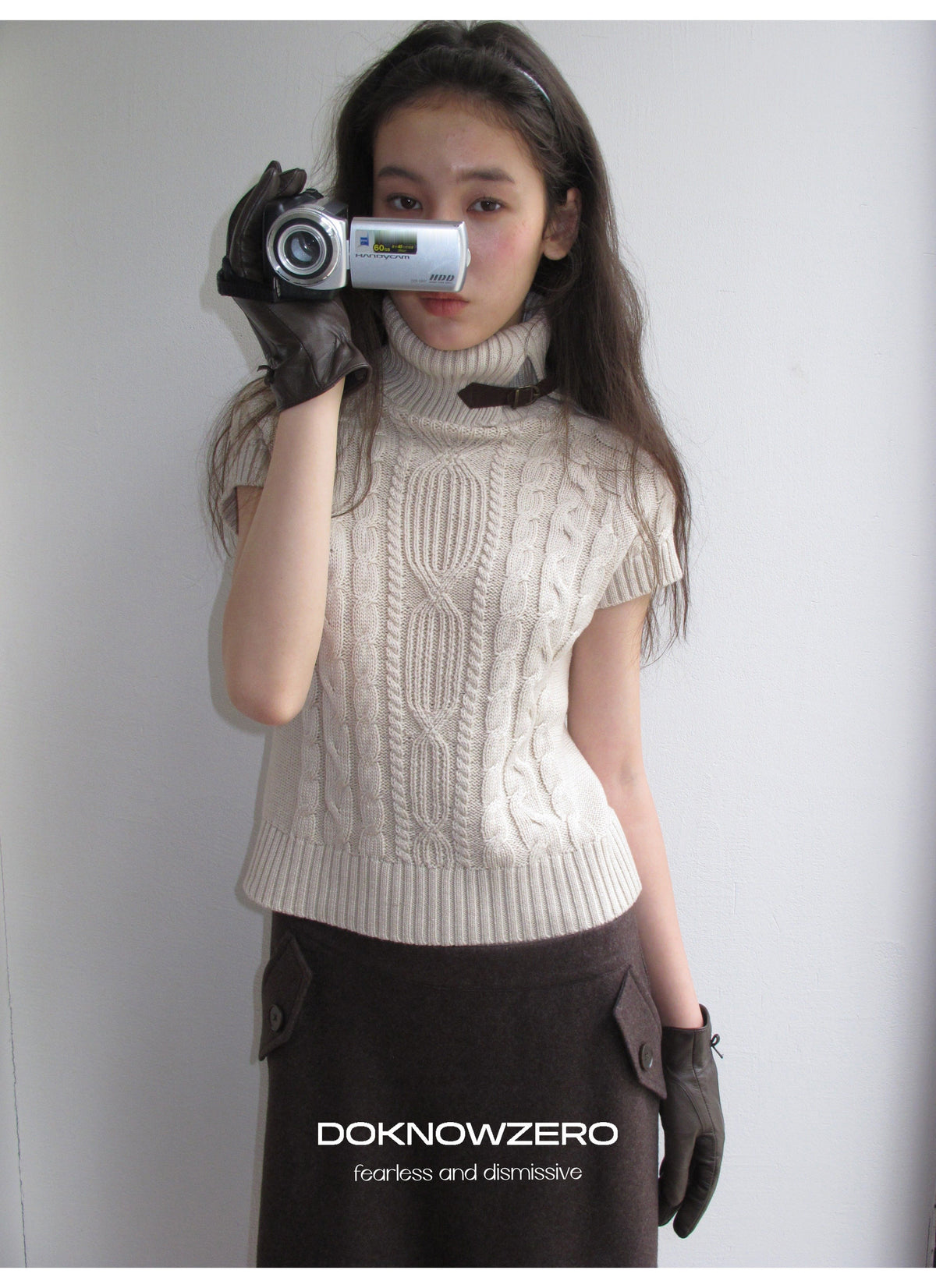 Turtleneck Cable Knit Top