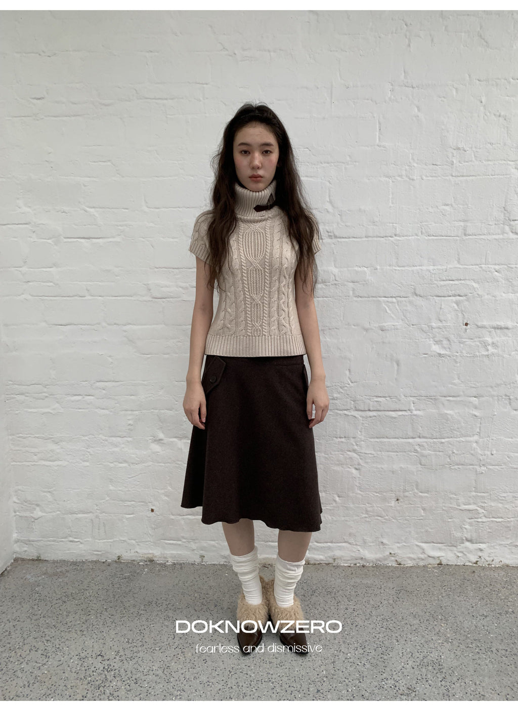 Turtleneck Cable Knit Top