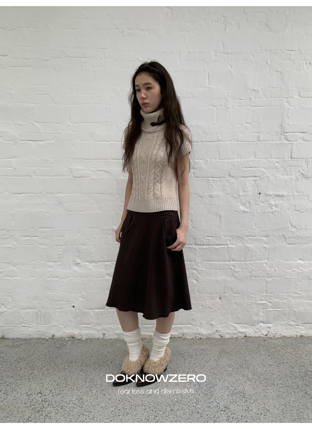 Turtleneck Cable Knit Top
