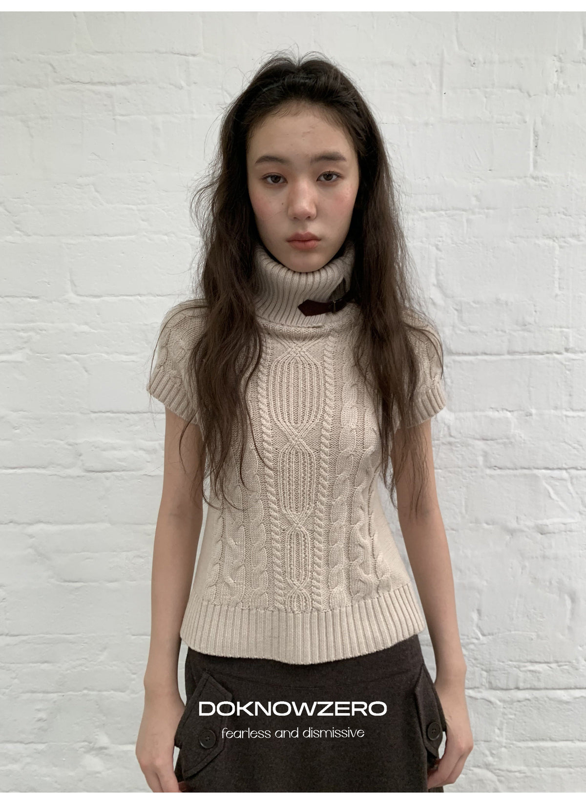 Turtleneck Cable Knit Top