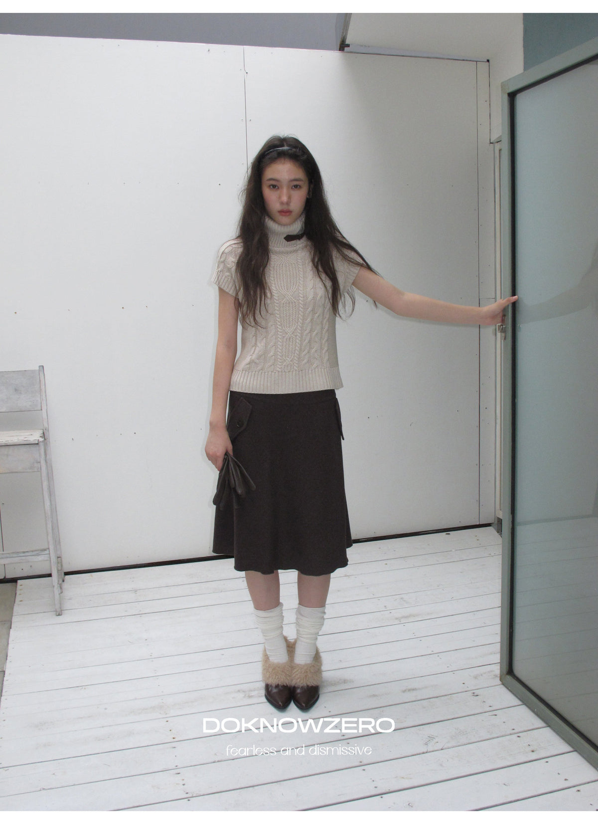 Turtleneck Cable Knit Top