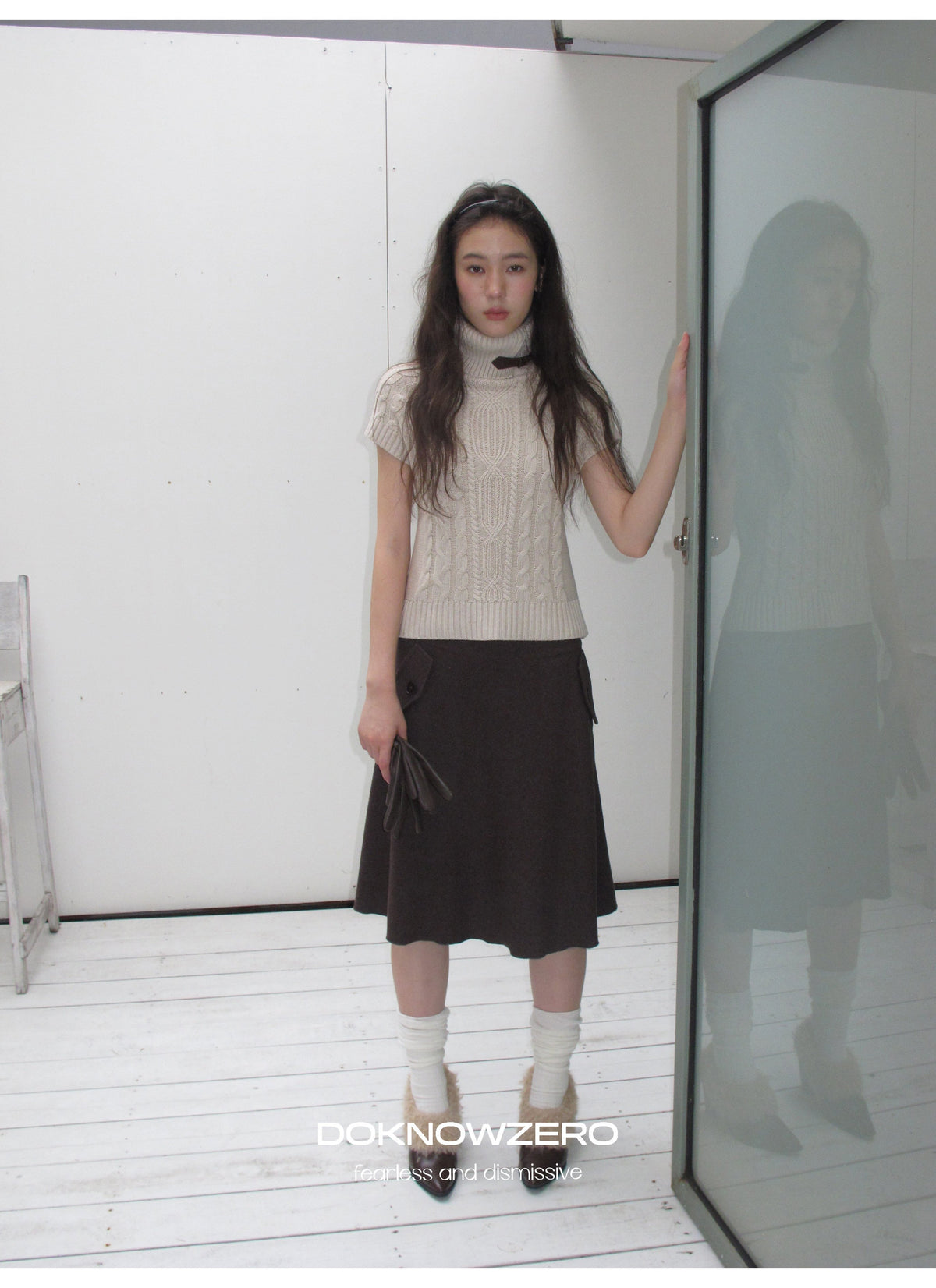 Turtleneck Cable Knit Top