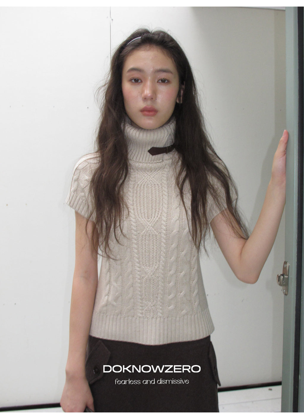 Turtleneck Cable Knit Top