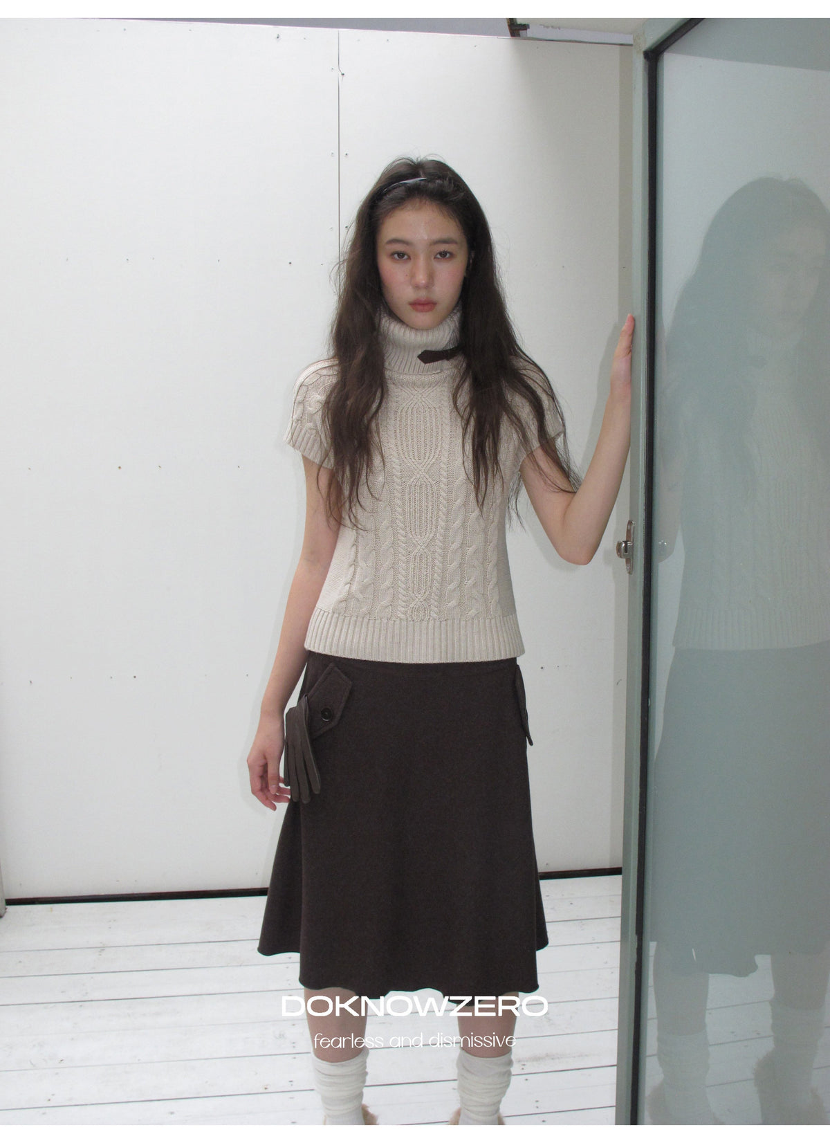 Turtleneck Cable Knit Top