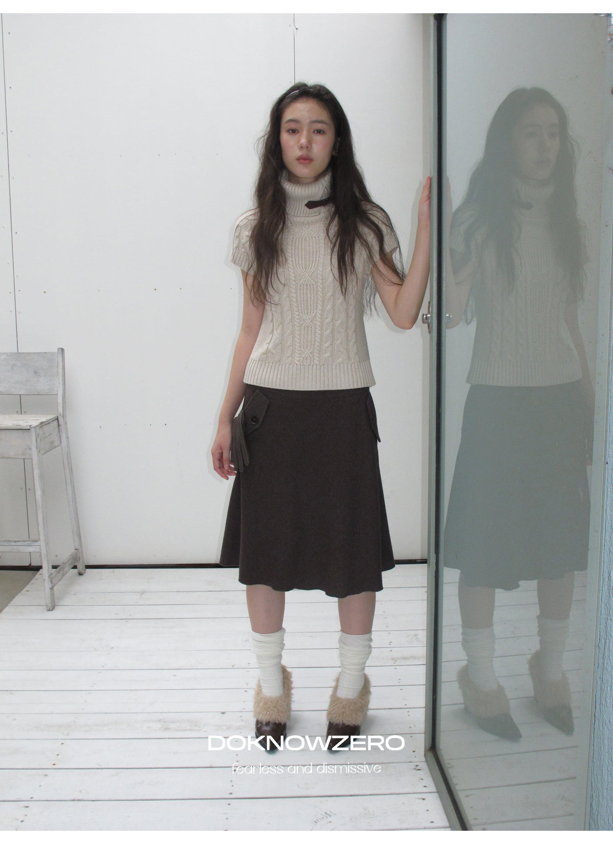 Turtleneck Cable Knit Top