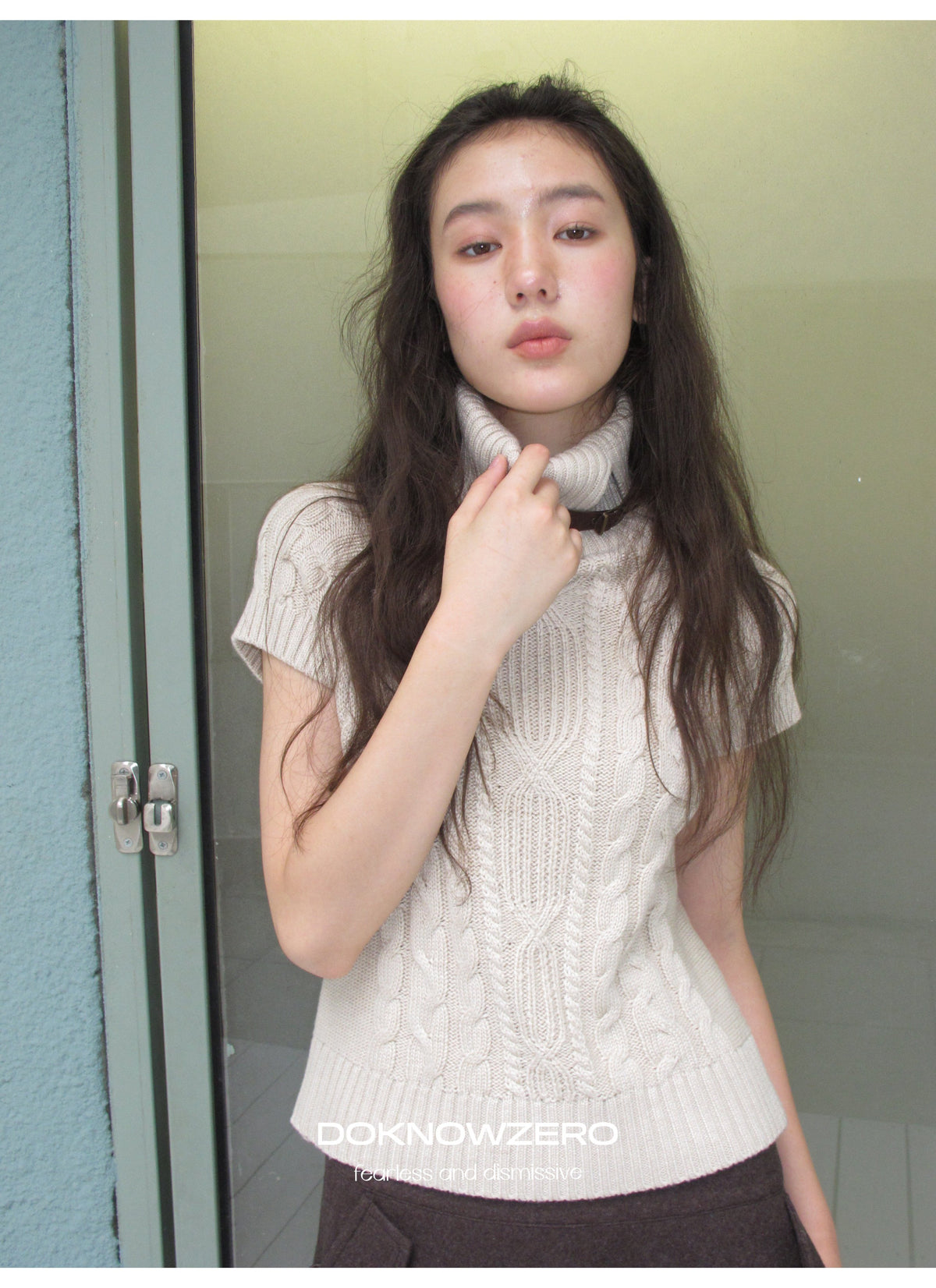 Turtleneck Cable Knit Top