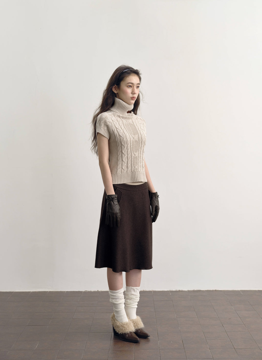 Turtleneck Cable Knit Top